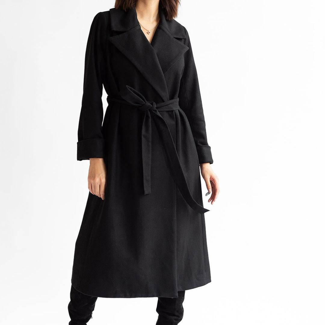 The Dearborn Long Wool Overcoat - Black