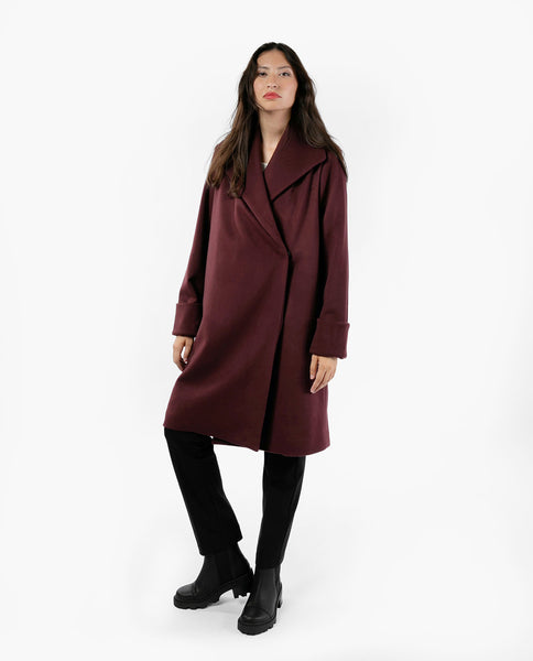 Ladies burgundy hotsell wool coat