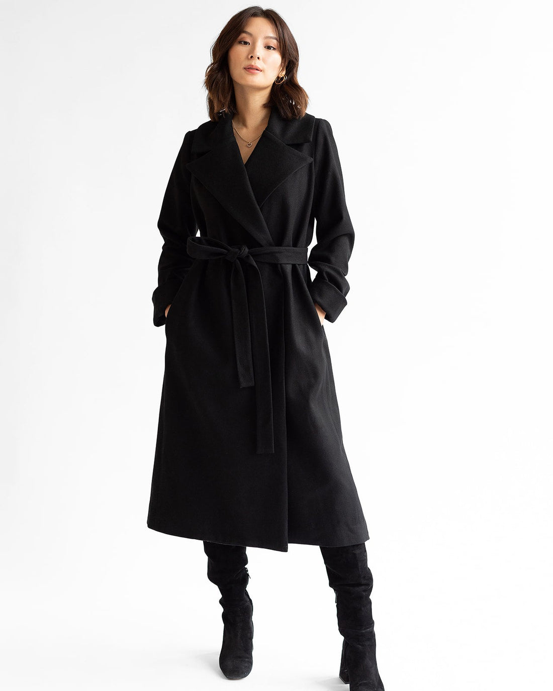 The Dearborn Long Wool Overcoat - Black (Wool/ Cashmere)